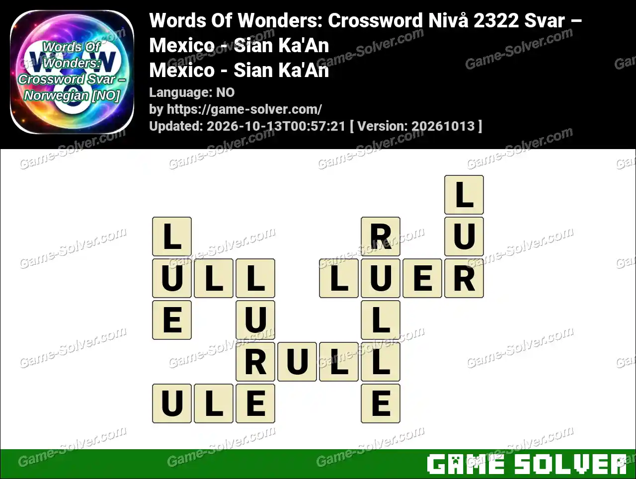 Words Of Wonders: Crossword Nivå 2322 Svar – Mexico – Sian Ka’An
